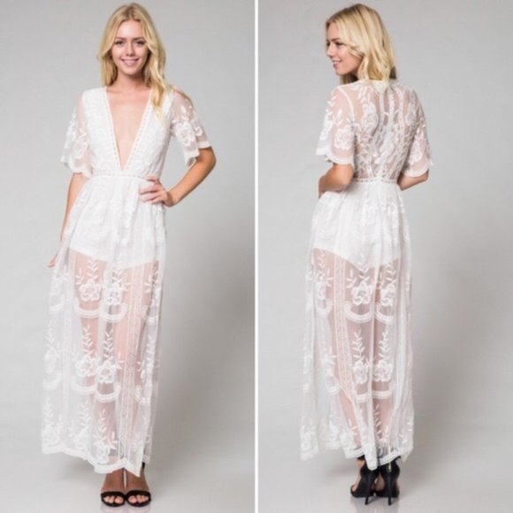 white lace maxi romper